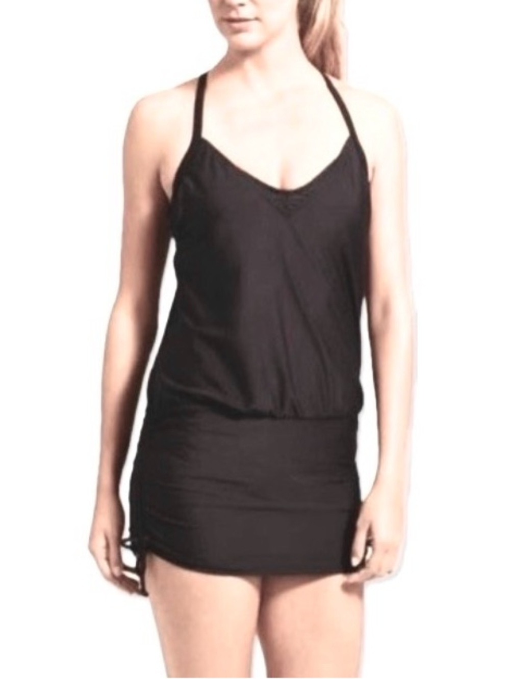 NWT [Athleta] Tankini Swim Top / Side Ruched Dress in Black Women’s 34B/C - Picture 5 of 12
